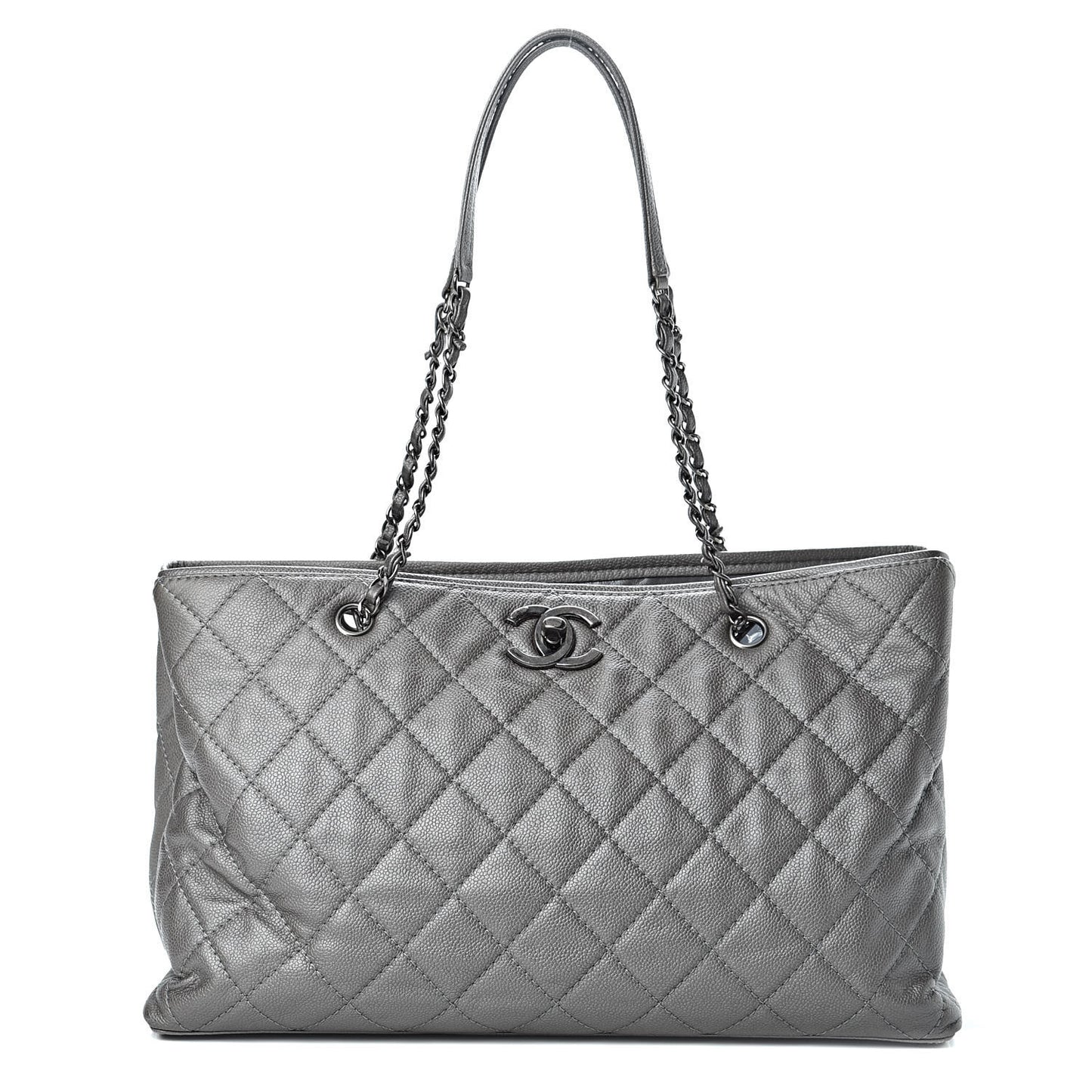 Metallic Caviar Large Be Caviar Tote Silver