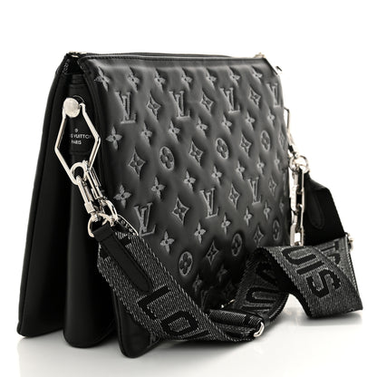 Louis Vuitton Lambskin Embossed Monogram Coussin MM Black Gray 3 of 9
