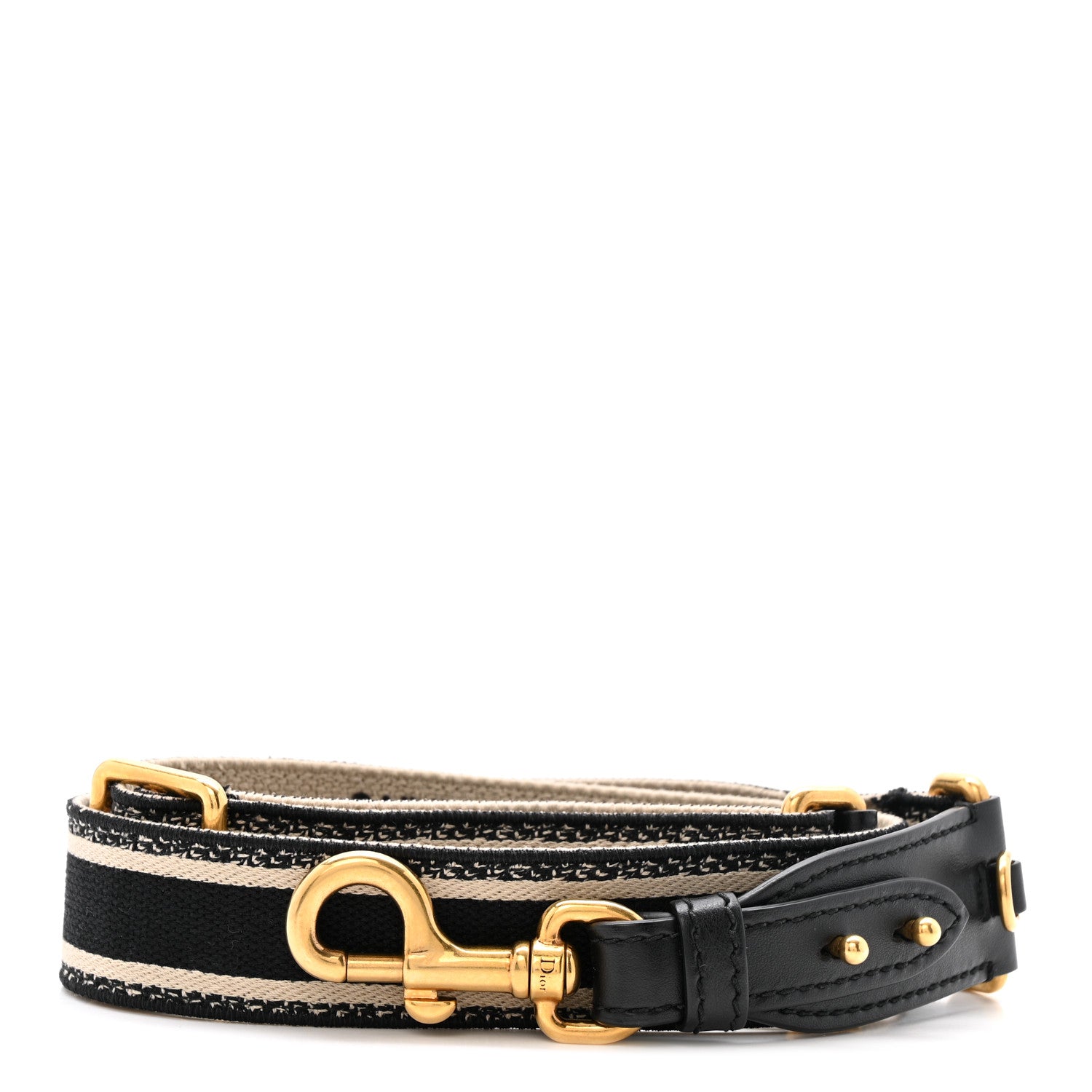 Christian Dior Canvas Embroidered Shoulder Strap Black 1 of 5
