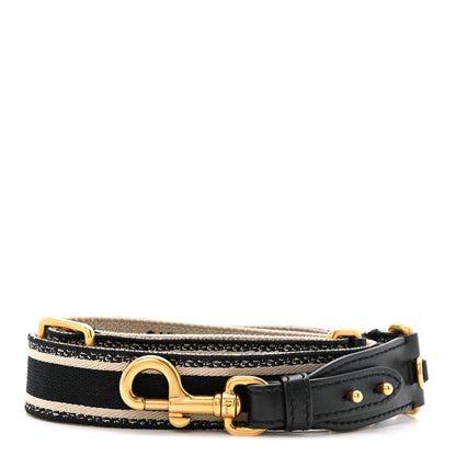 Christian Dior Canvas Embroidered Shoulder Strap Black 1 of 5