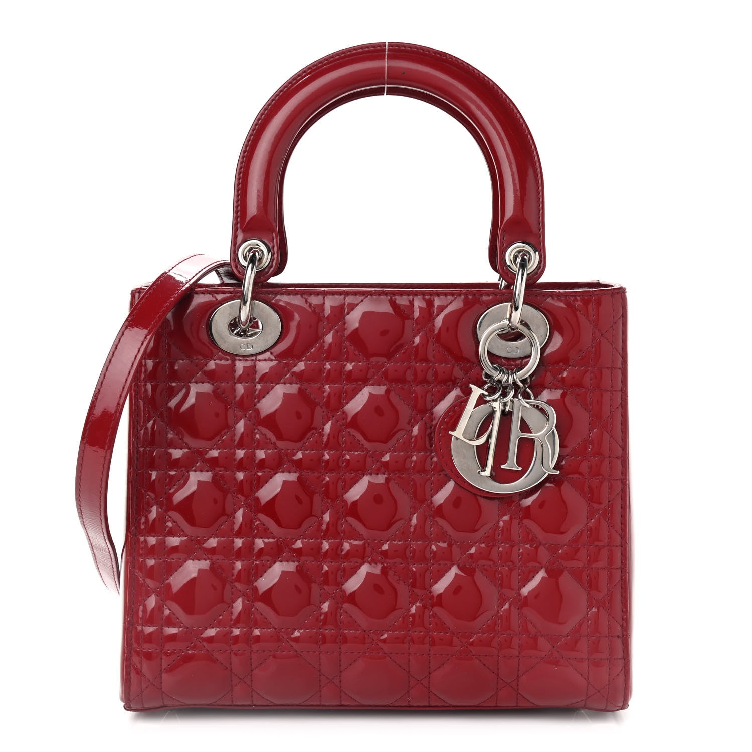 Christian Dior Patent Cannage Medium Lady Dior Red 1 of 12