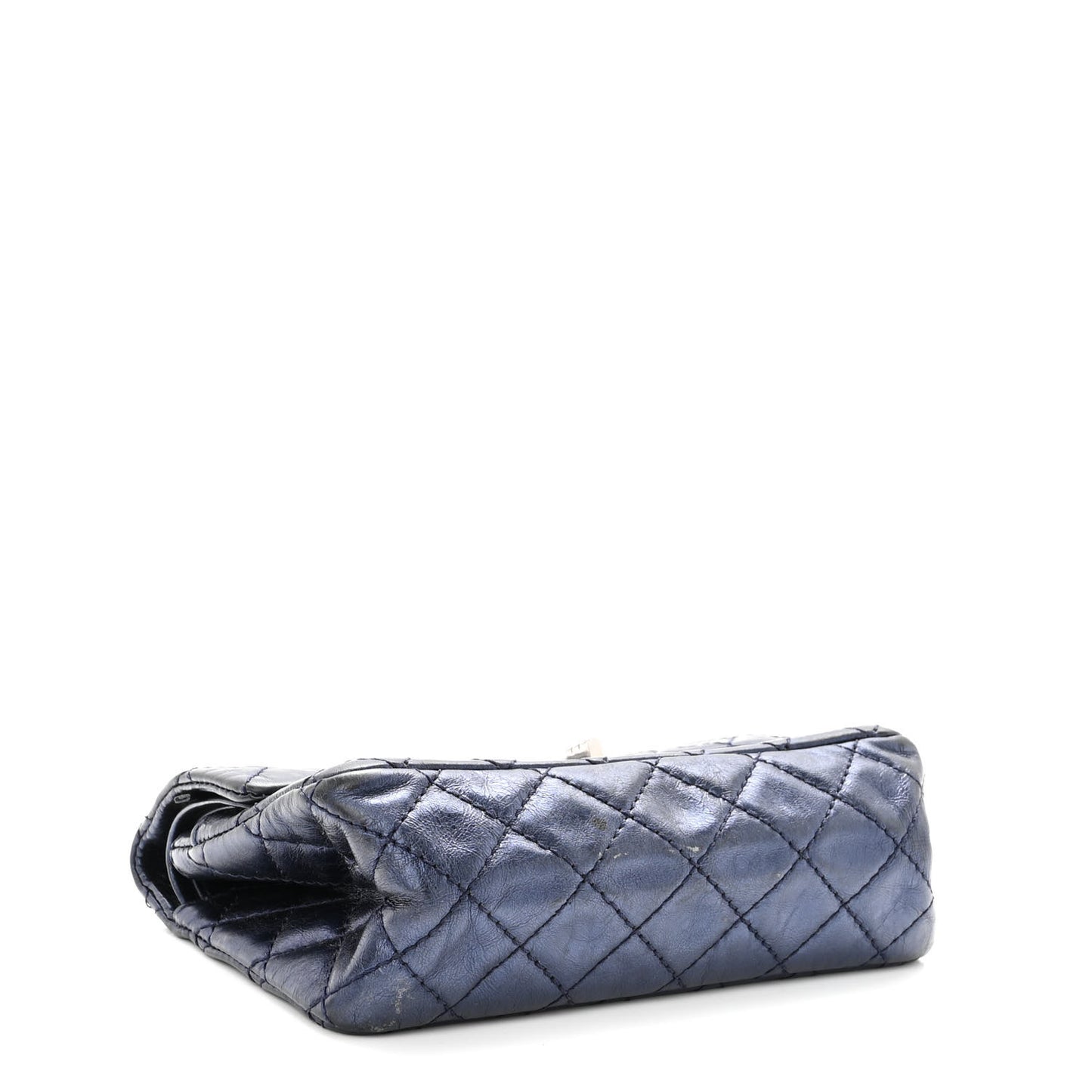 Metallic Aged Calfskin Quilted 2.55 Reissue 224 Flap Blue