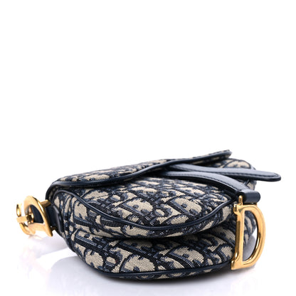 Christian Dior Oblique Mini Saddle Bag Blue 4 of 12