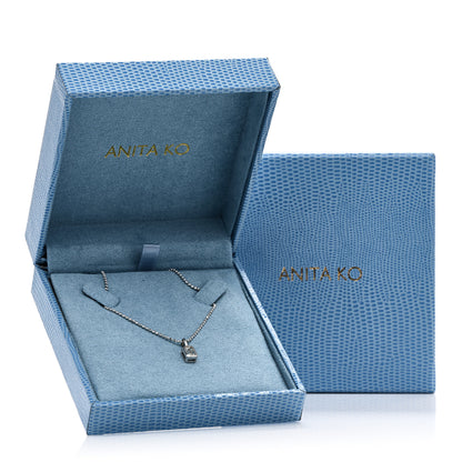 Anita Ko 18K White Gold Diamond Emerald Cut Bezeled Pendant Necklace 7 of 7