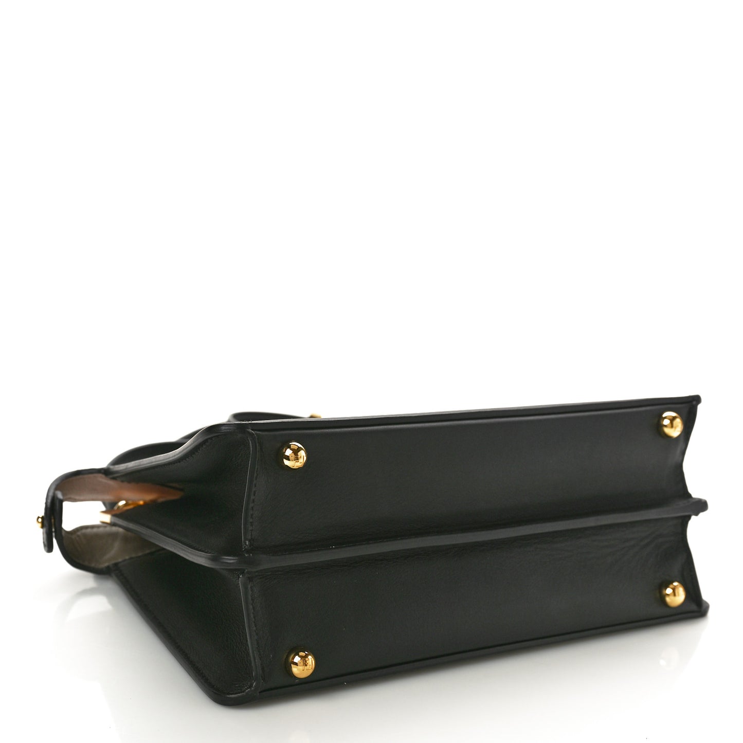 Vitello Seta Nappa Bi-Color Small Peekaboo I SEE U Satchel Black Light Rose Tortora