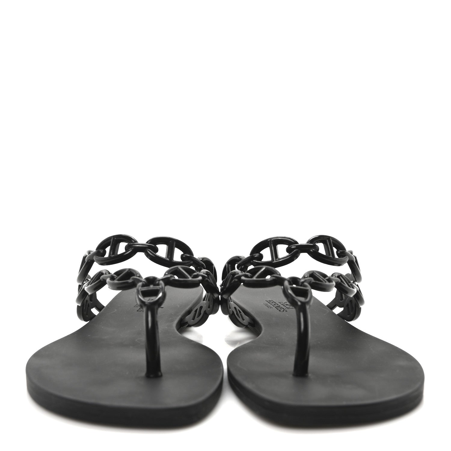 Hermes Rubber Womens Island Sandals 38 Black 3 of 8