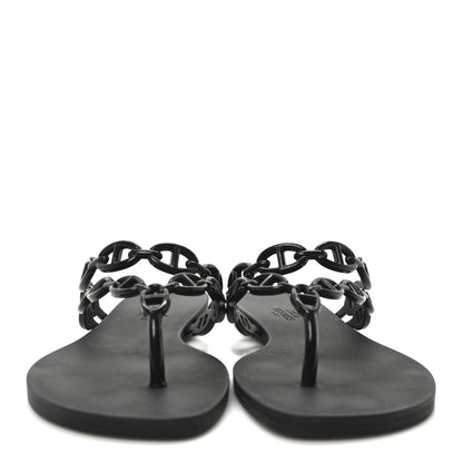 Hermes Rubber Womens Island Sandals 38 Black 3 of 8
