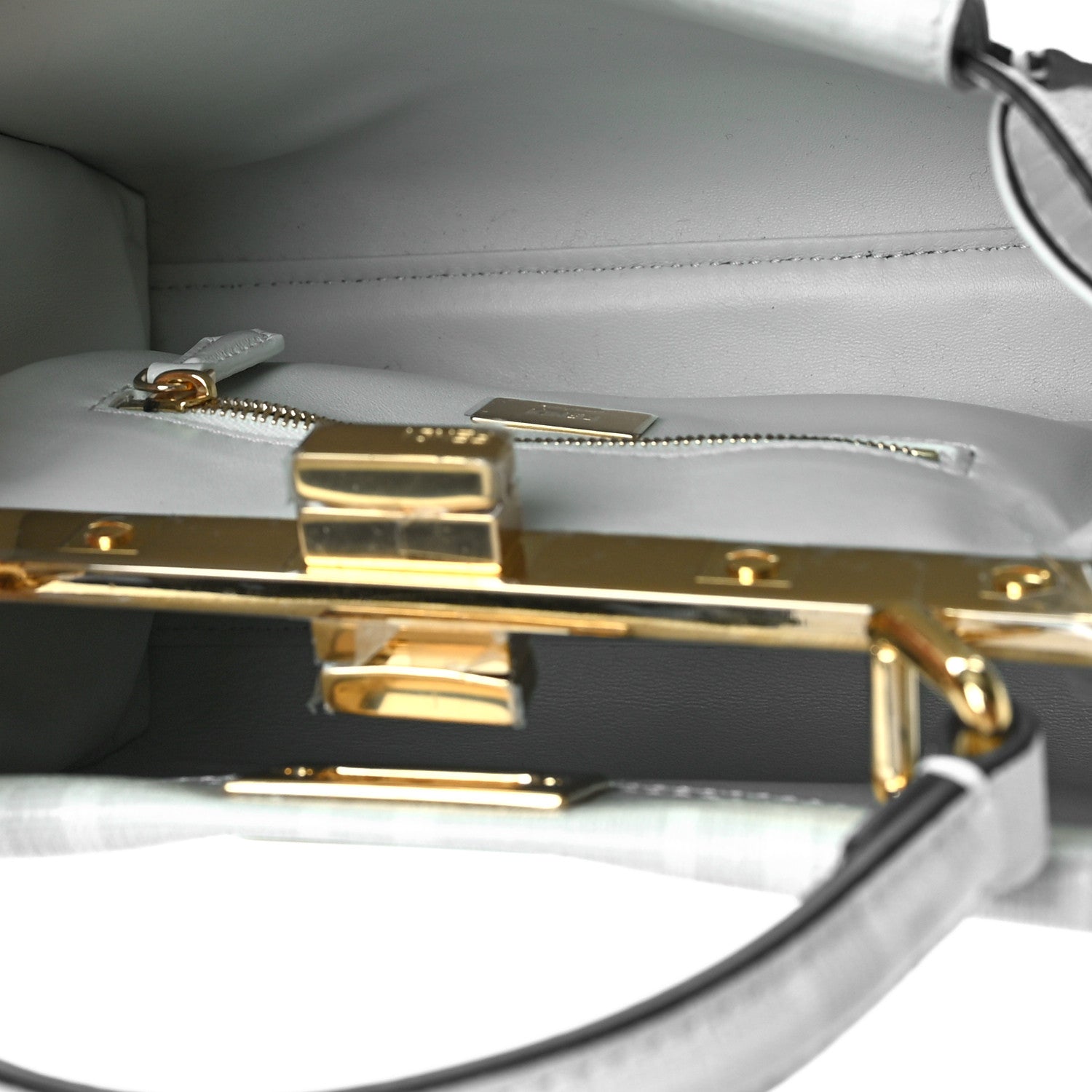 Fendi Glazed Fabric Nappa FF Disco Girls Inlay Mini Peekaboo Iconic Satchel Bianco Perla Multicolor 5 of 8