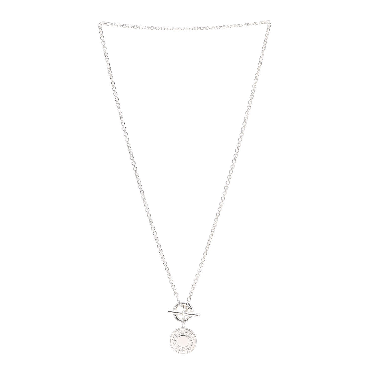 Hermes Sterling Silver Amulettes H Confettis Pendant Necklace 3 of 5