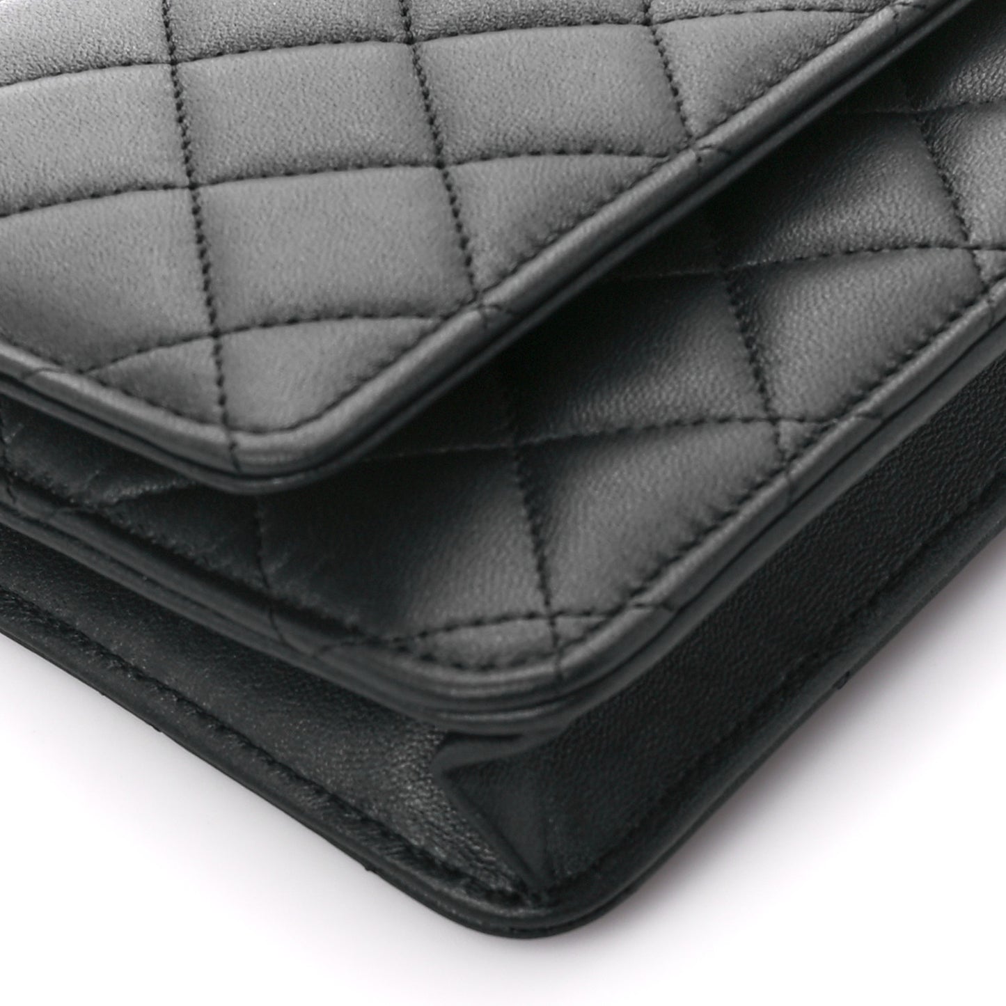 Lambskin Quilted Wallet On Chain WOC So Black
