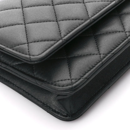 Chanel Lambskin Quilted Wallet On Chain WOC So Black 10 of 12