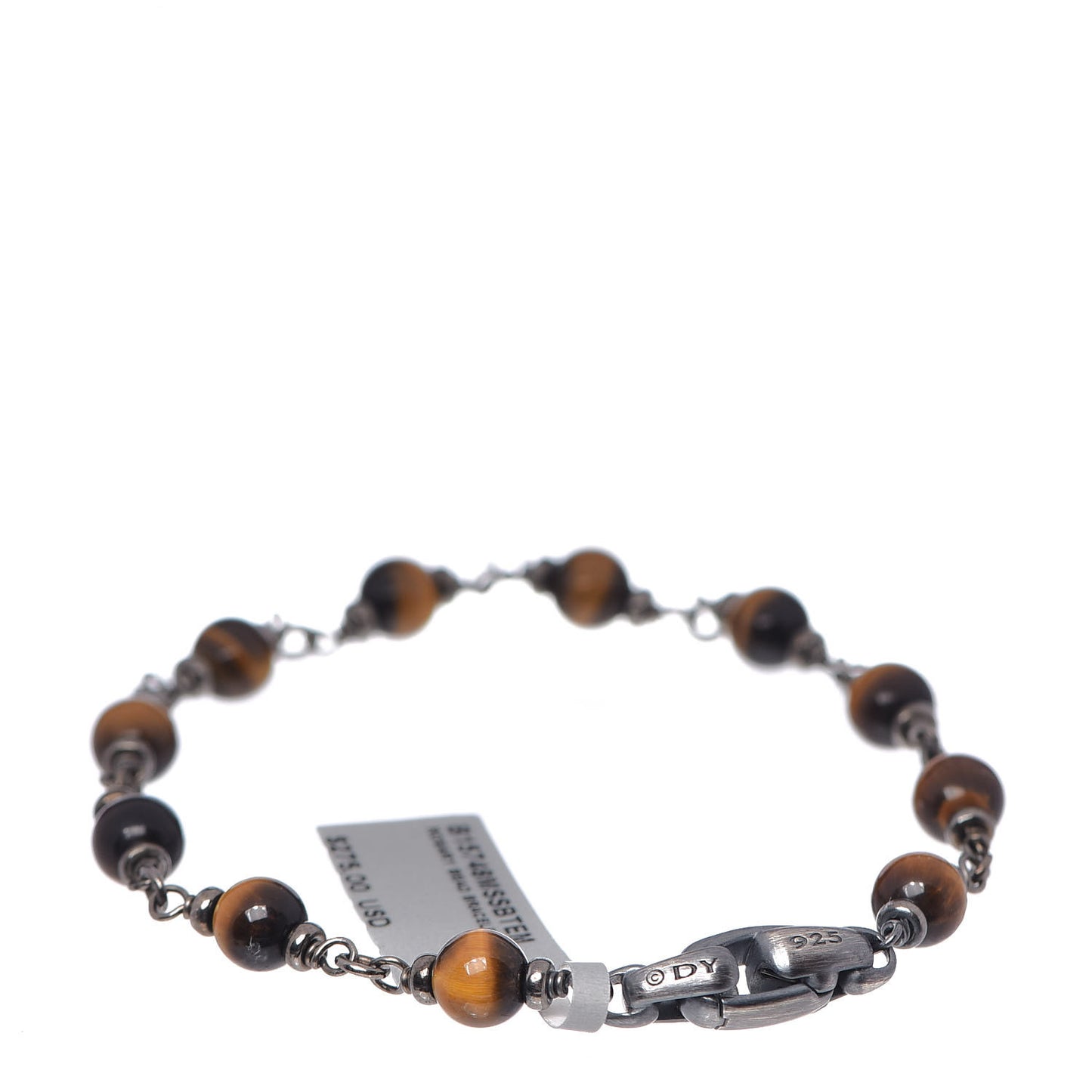 Sterling Silver Tiger's Eye Mens Spiritual Beads Rosary Bracelet M