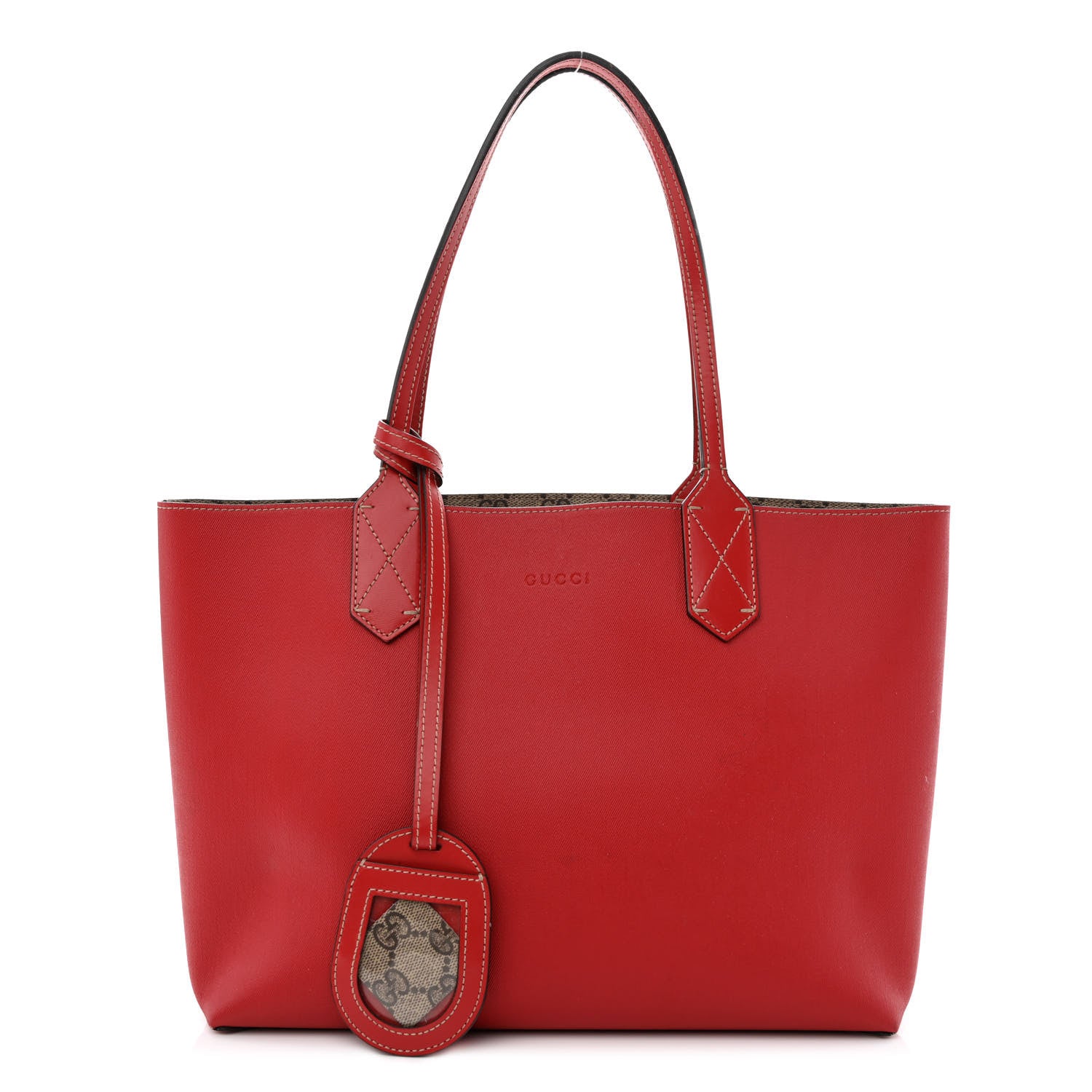 Gucci GG Supreme Monogram Small Reversible Tote Beige Red 1 of 24