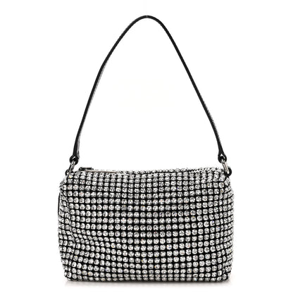 Alexander Wang Mesh Crystal Rhinestone Mini Heiress Pouch Black Silver 1 of 9