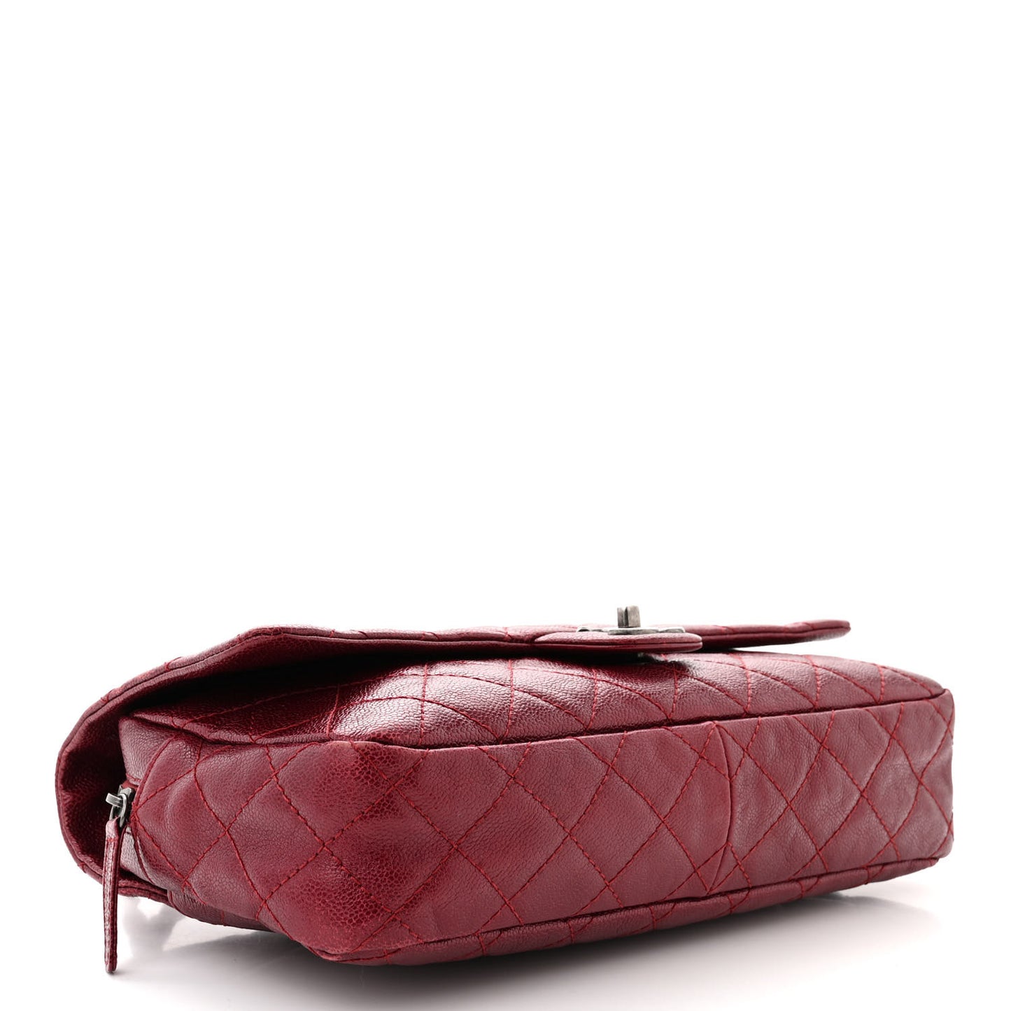 Iridescent Caviar Quilted Large Chic Flap Red