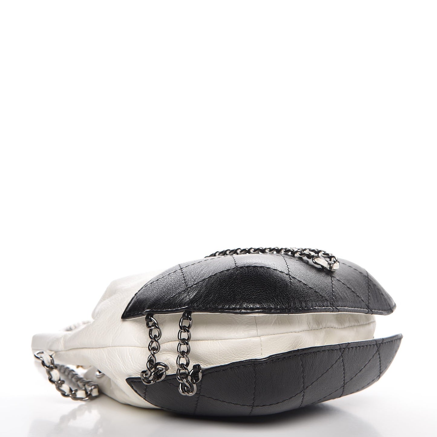 Aged Calfskin Quilted Small Gabrielle Bucket White Black