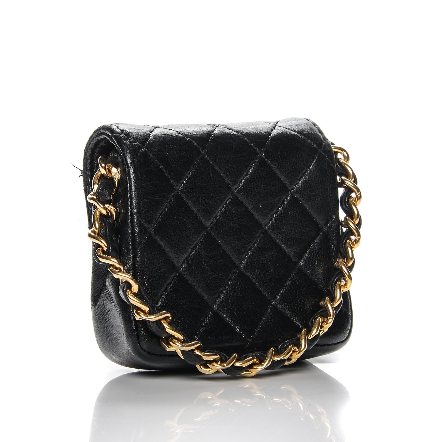 Lambskin Quilted Micro Mini Flap Black