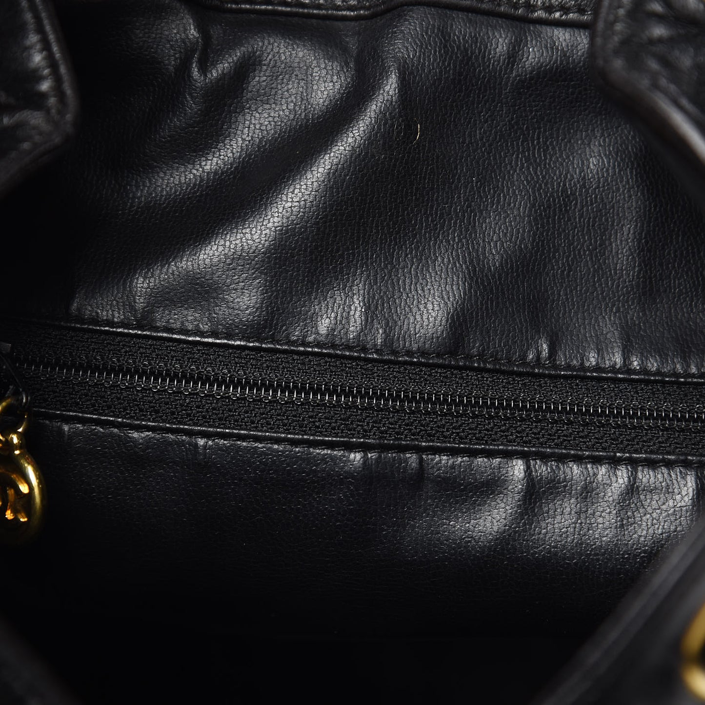 Lambskin Quilted Drawstring Backpack Black