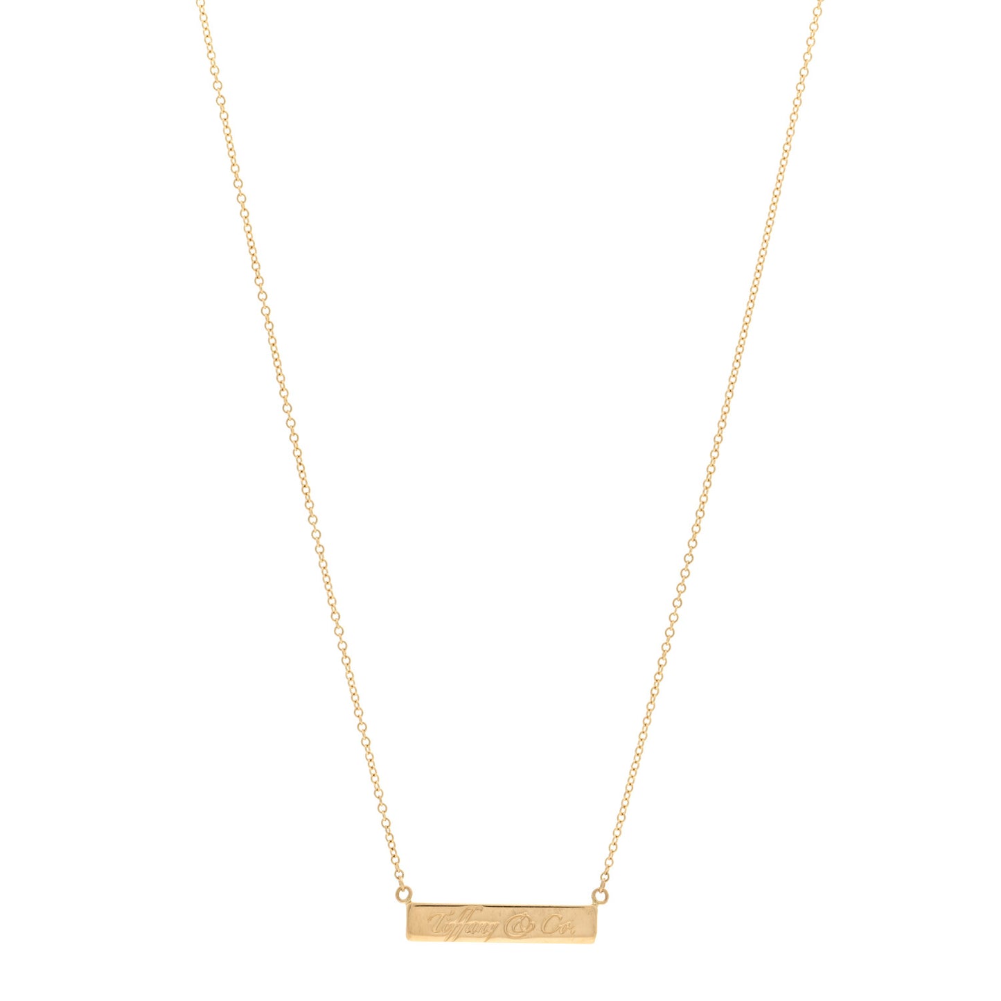 18K Yellow Gold Notes Bar Pendant Necklace