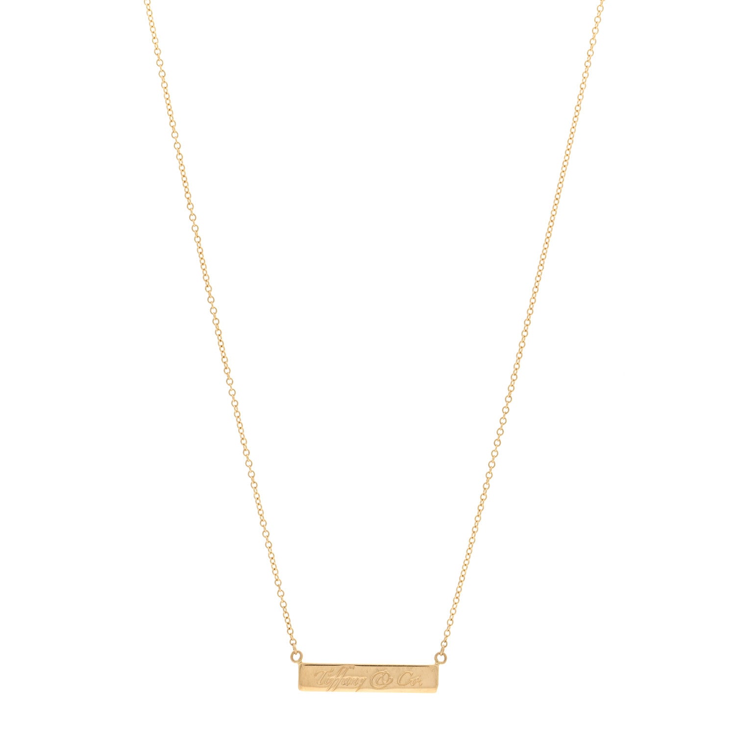 Tiffany 18K Yellow Gold Notes Bar Pendant Necklace 1 of 4