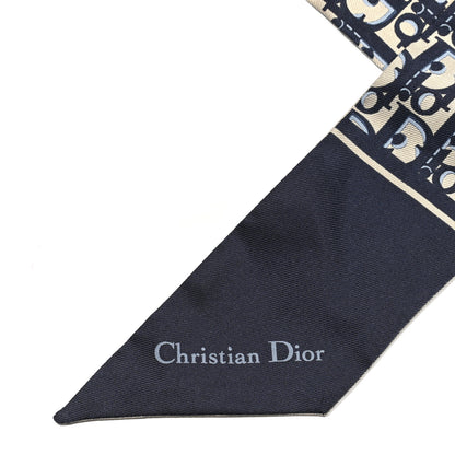 Christian Dior Silk Oblique Mitzah Scarf Blue 3 of 4