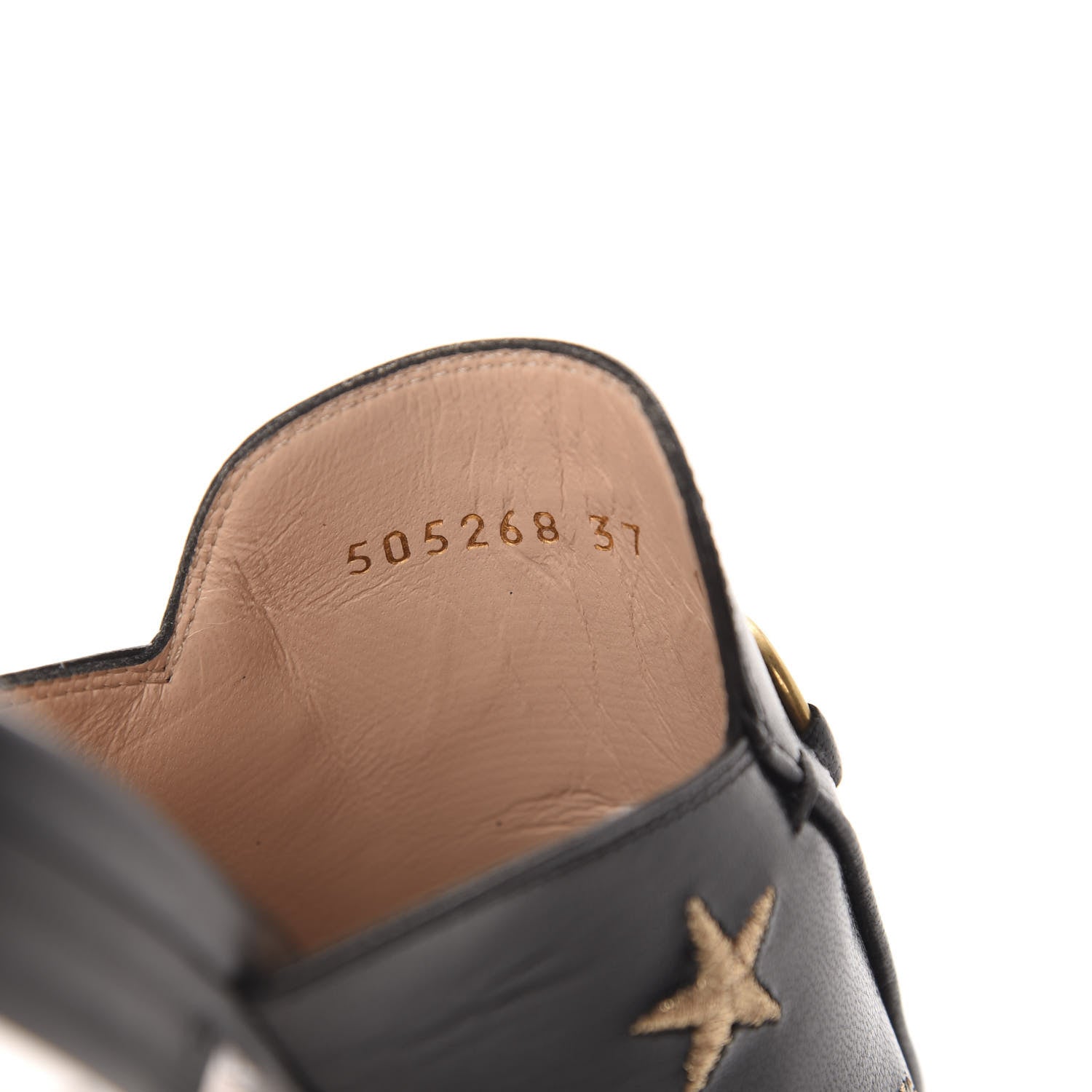 Gucci Goatskin Bee Star Embroidered Womens Princetown Slippers 37 Black 8 of 10