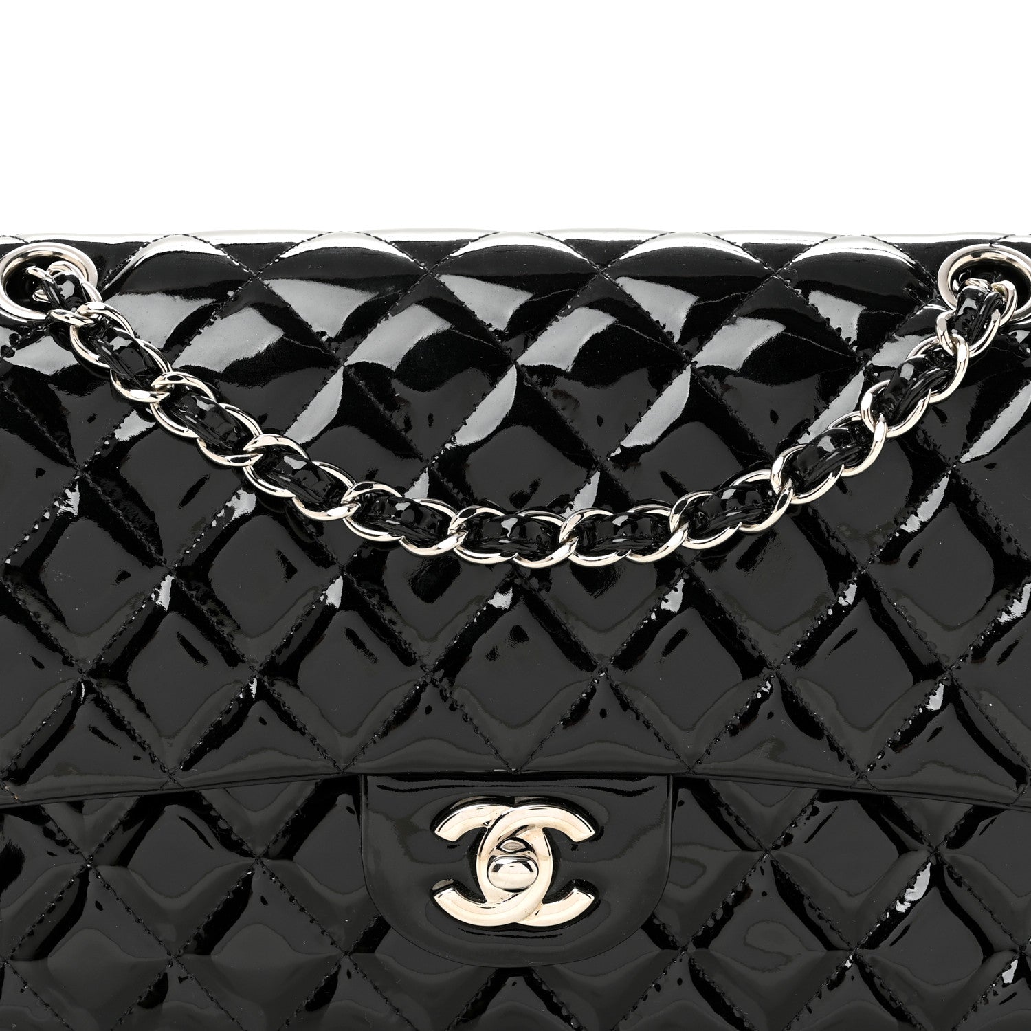 Chanel Patent Quilted Medium Double Flap Black 8 of 10