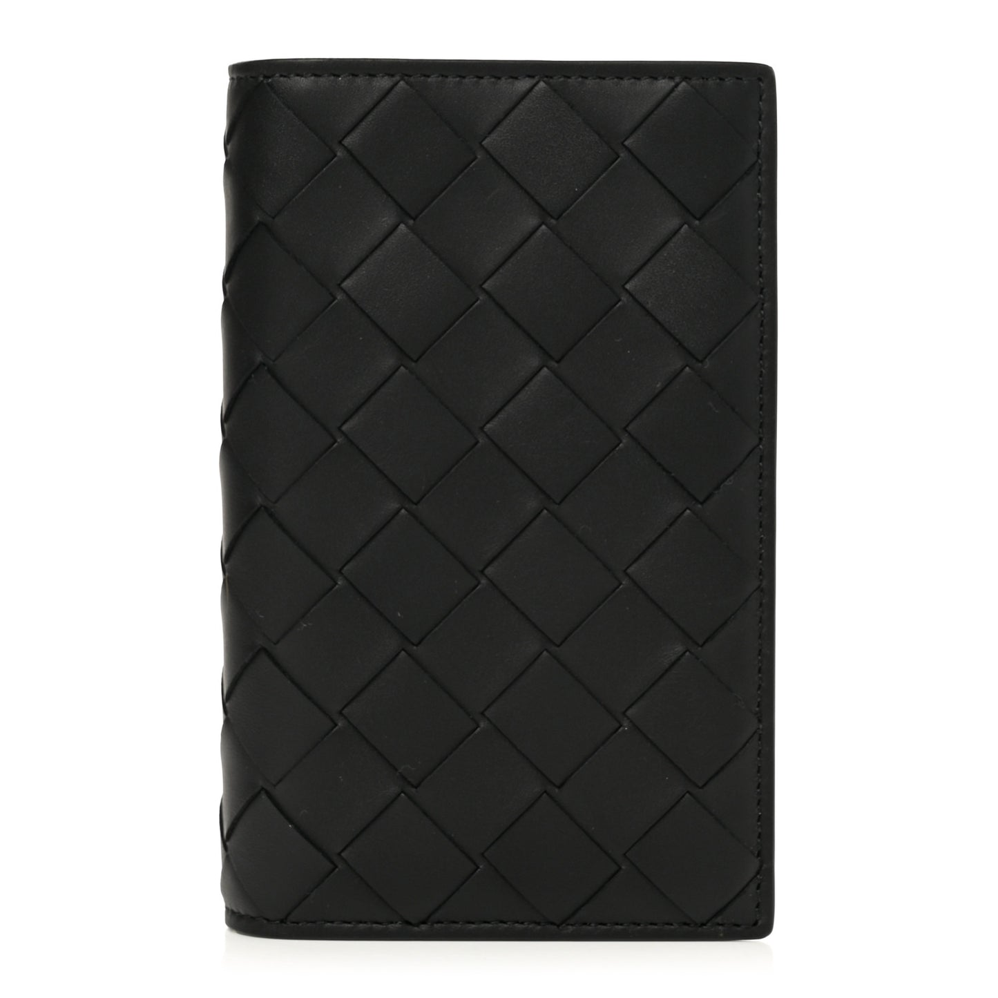 Calfskin Intrecciato Passport Case Black Grass