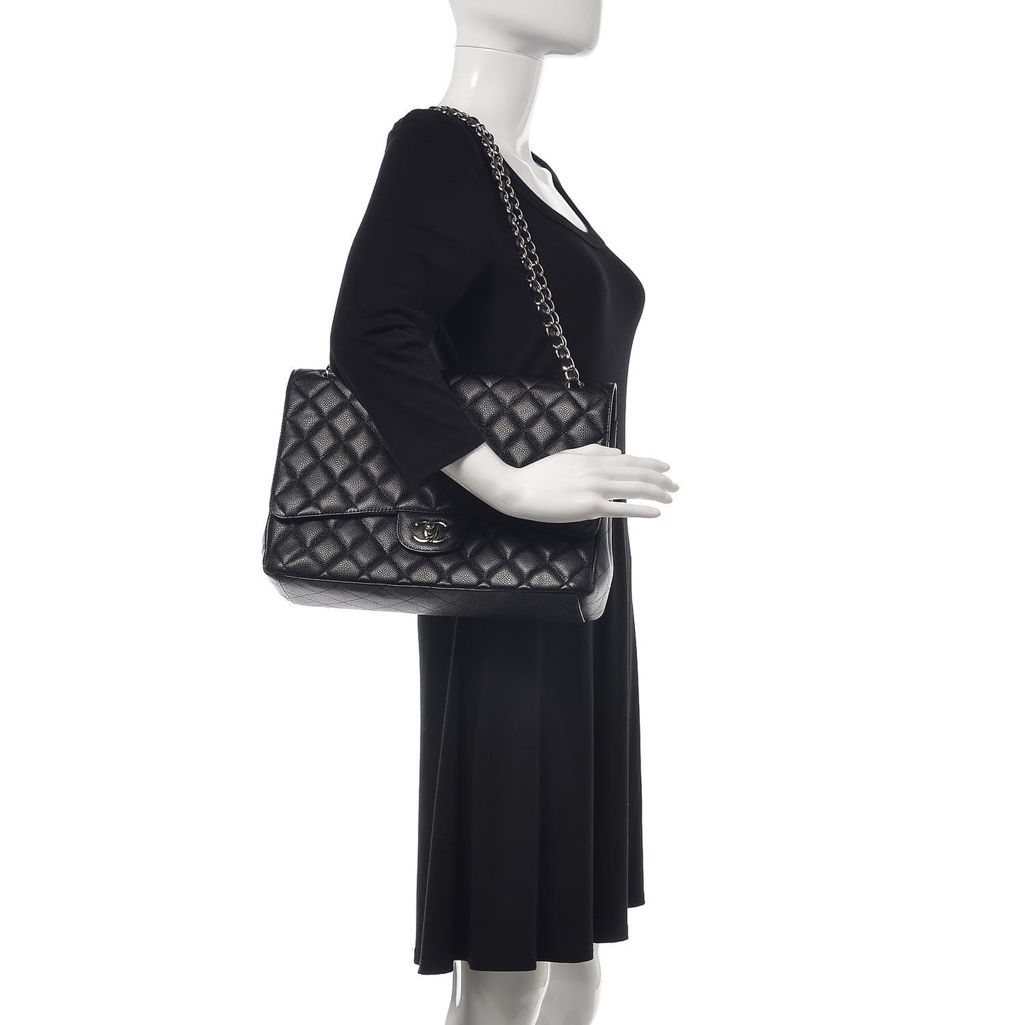 Caviar Quilted Maxi Single Flap Black