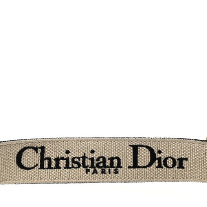 Christian Dior Canvas Embroidered Adjustable Shoulder Strap Black Beige 3 of 5