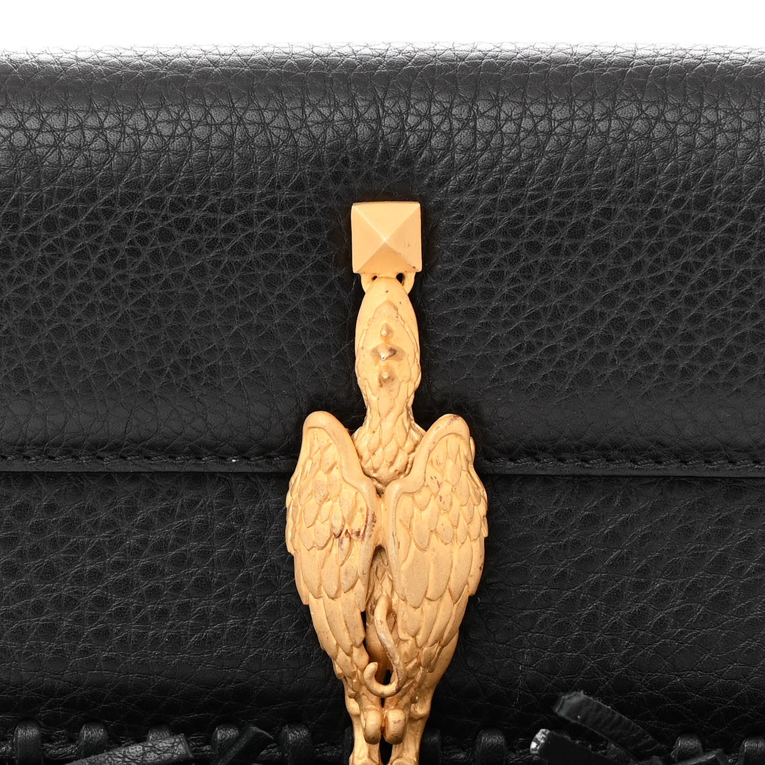 Valentino Garavani Grained Calfskin Mini C Rockee Scarab Fringe Shoulder Bag Black 8 of 18