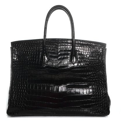 Hermes Matte Porosus Crocodile Birkin 35 Black 7 of 30
