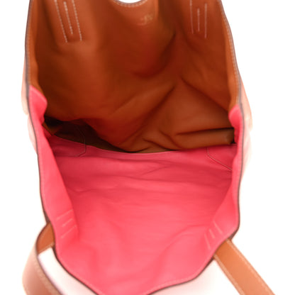 Hermes Veau Sikkim Swift Double Sens 30 Reversible Tote Gold Rose Azalee Rouge Casaque Brique 8 of 16
