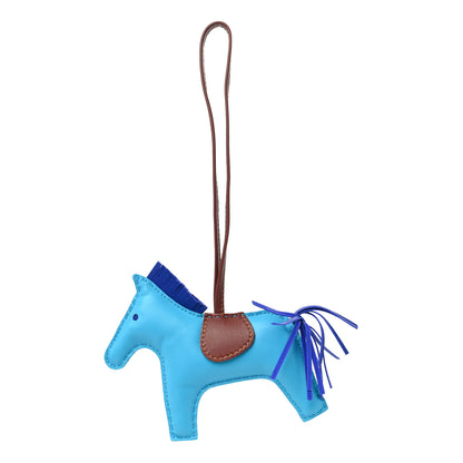 Hermes Milo Lambskin Grigri Rodeo Horse Bag Charm MM Bleu Azteque Bleu Electrique Fauve 1 of 4