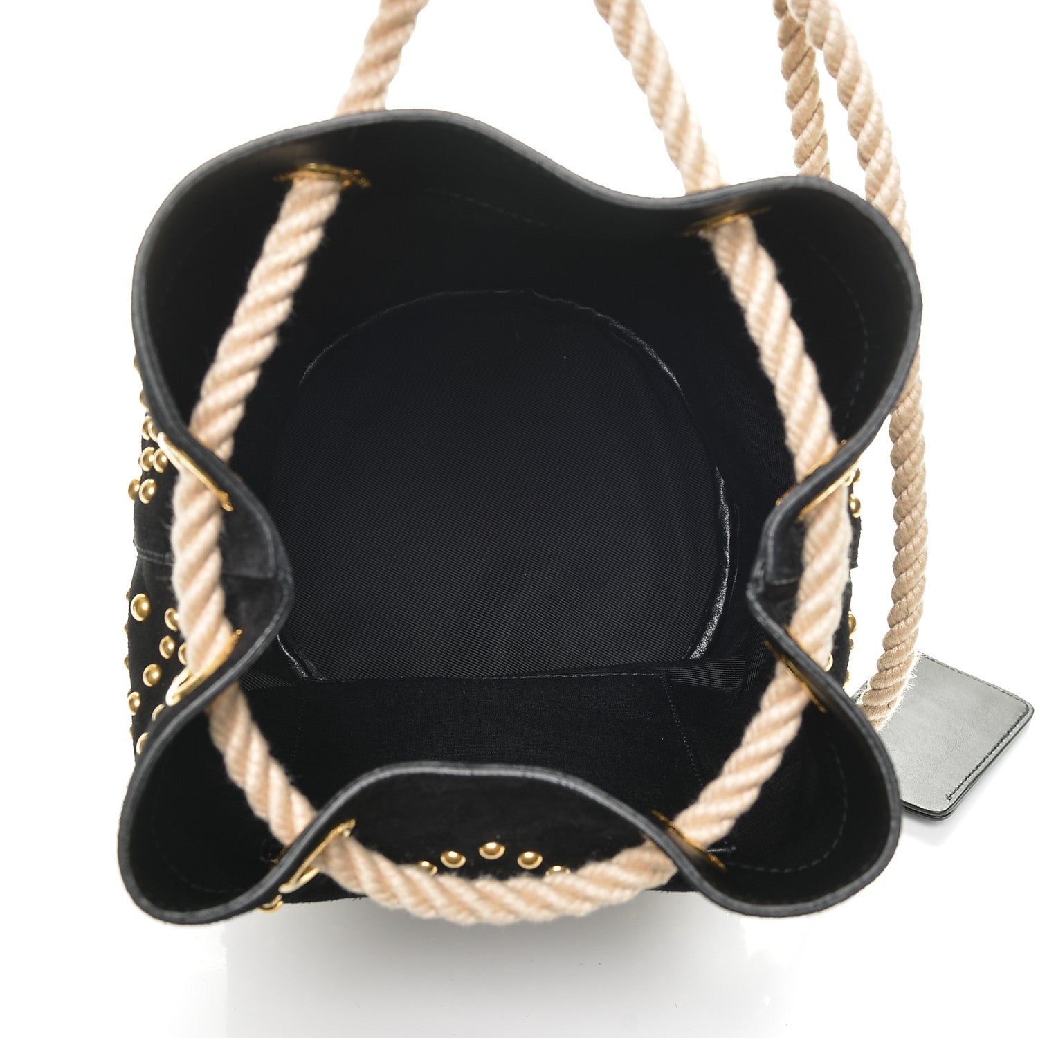 Saint Laurent Suede Studded Small Seau Bucket Bag Black 5 of 6