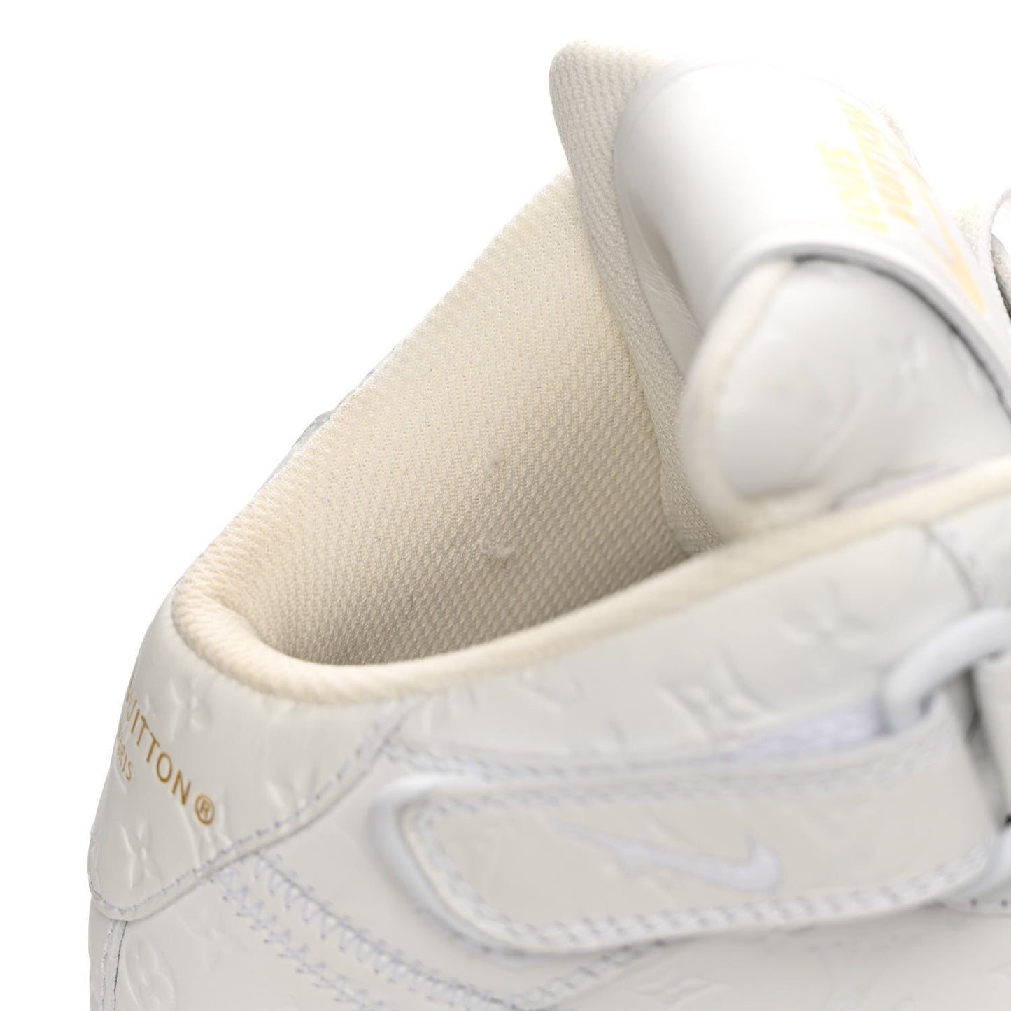 X NIKE AIR FORCE 1 Calfskin Monogram Mid Sneakers 7 White