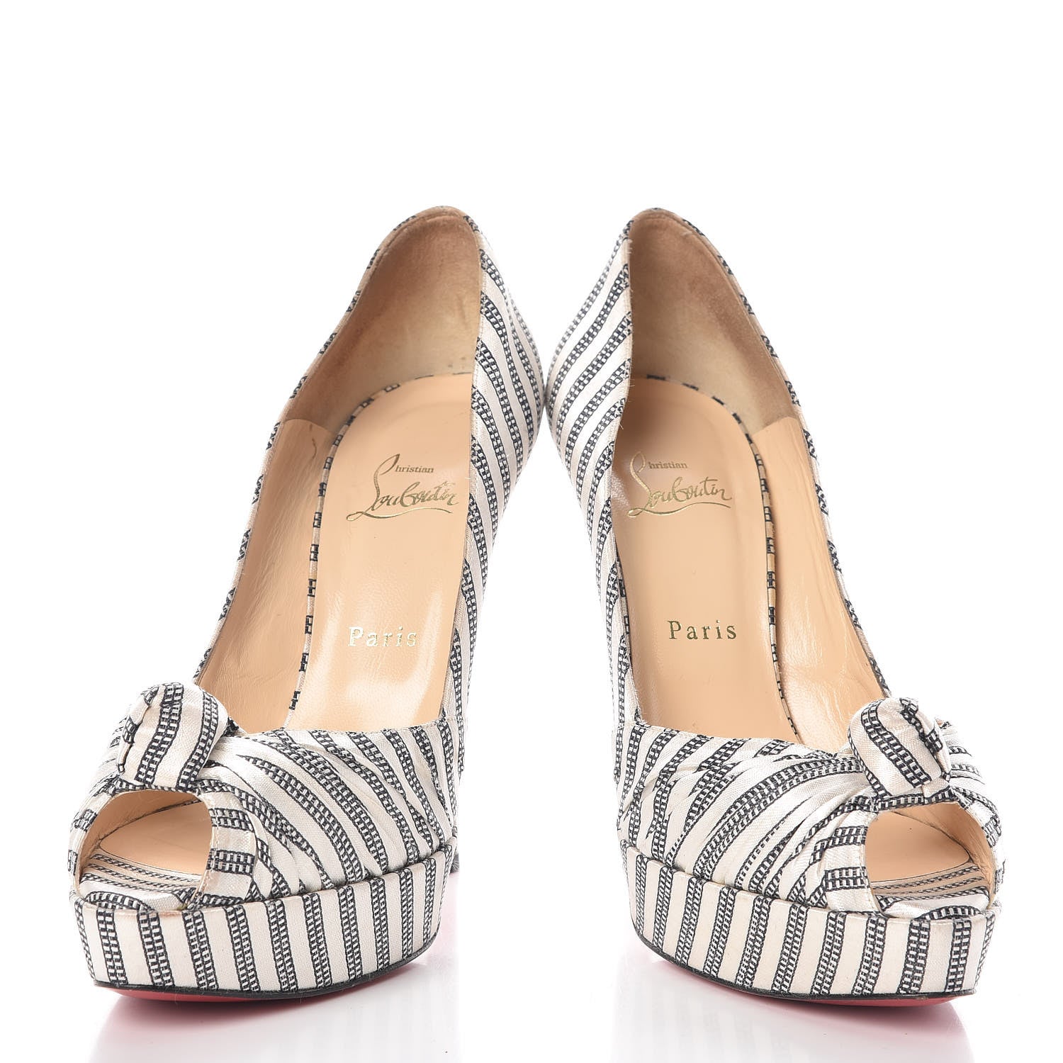 Christian Louboutin Linen Greissimo 140 Pumps 41 Black Navy 6 of 9