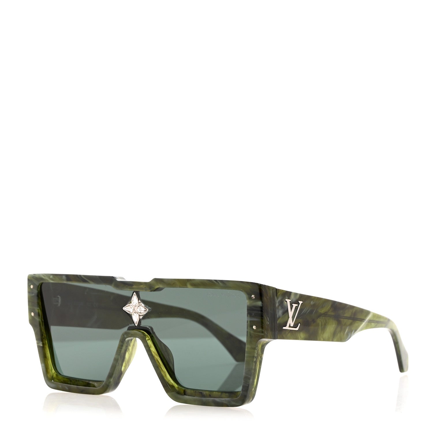 Louis Vuitton Acetate Marble Effect Swarovski Cyclone Sunglasses Z1552E Green 1 of 7