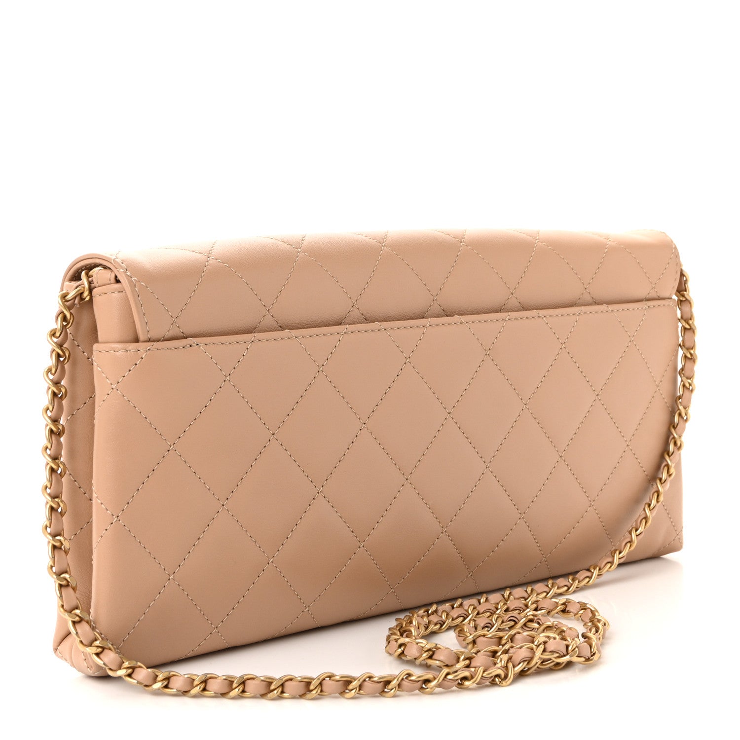 Chanel Calfskin Quilted Enchained Clutch Beige 3 of 10