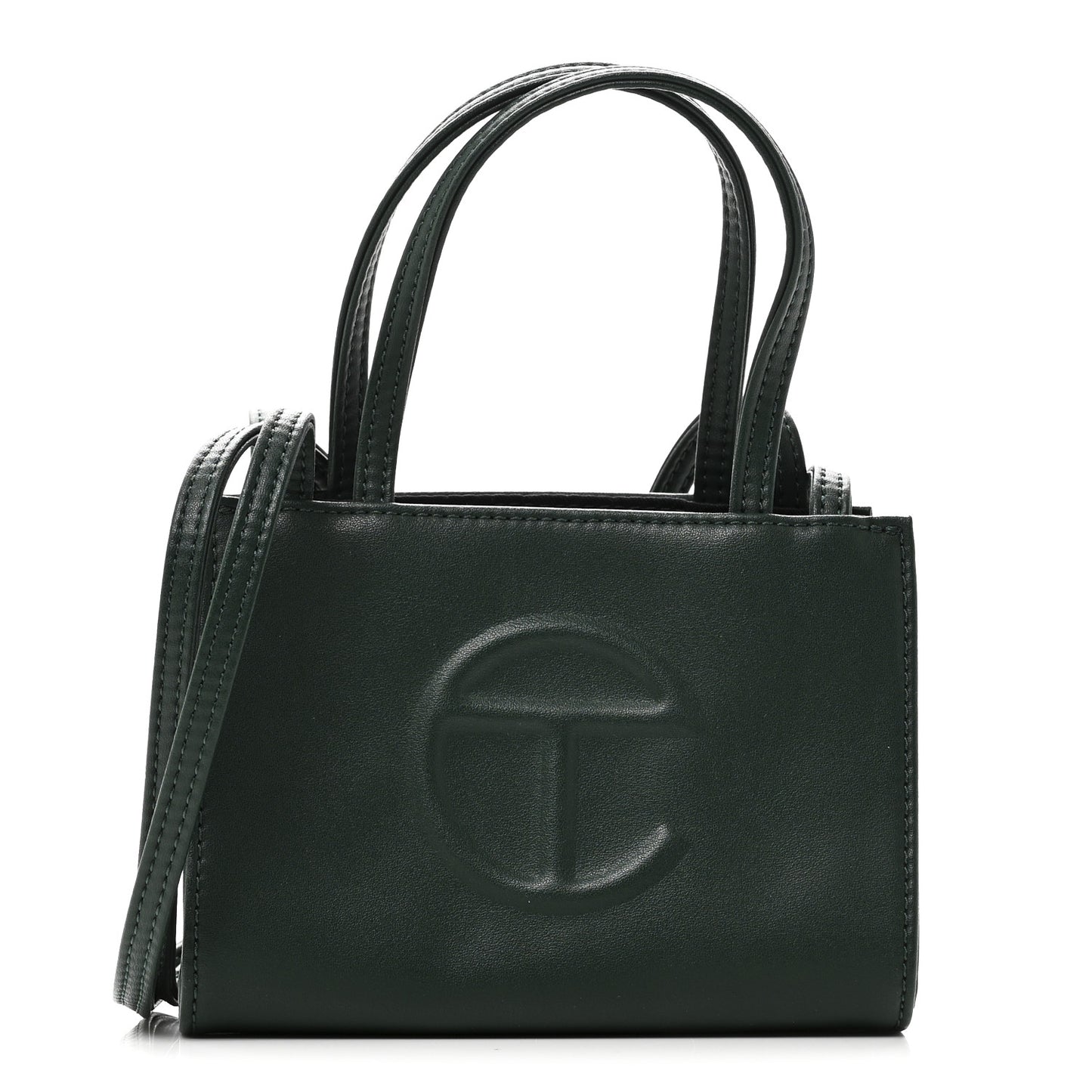 Vegan Leather Small Shopping Bag Dark Olive