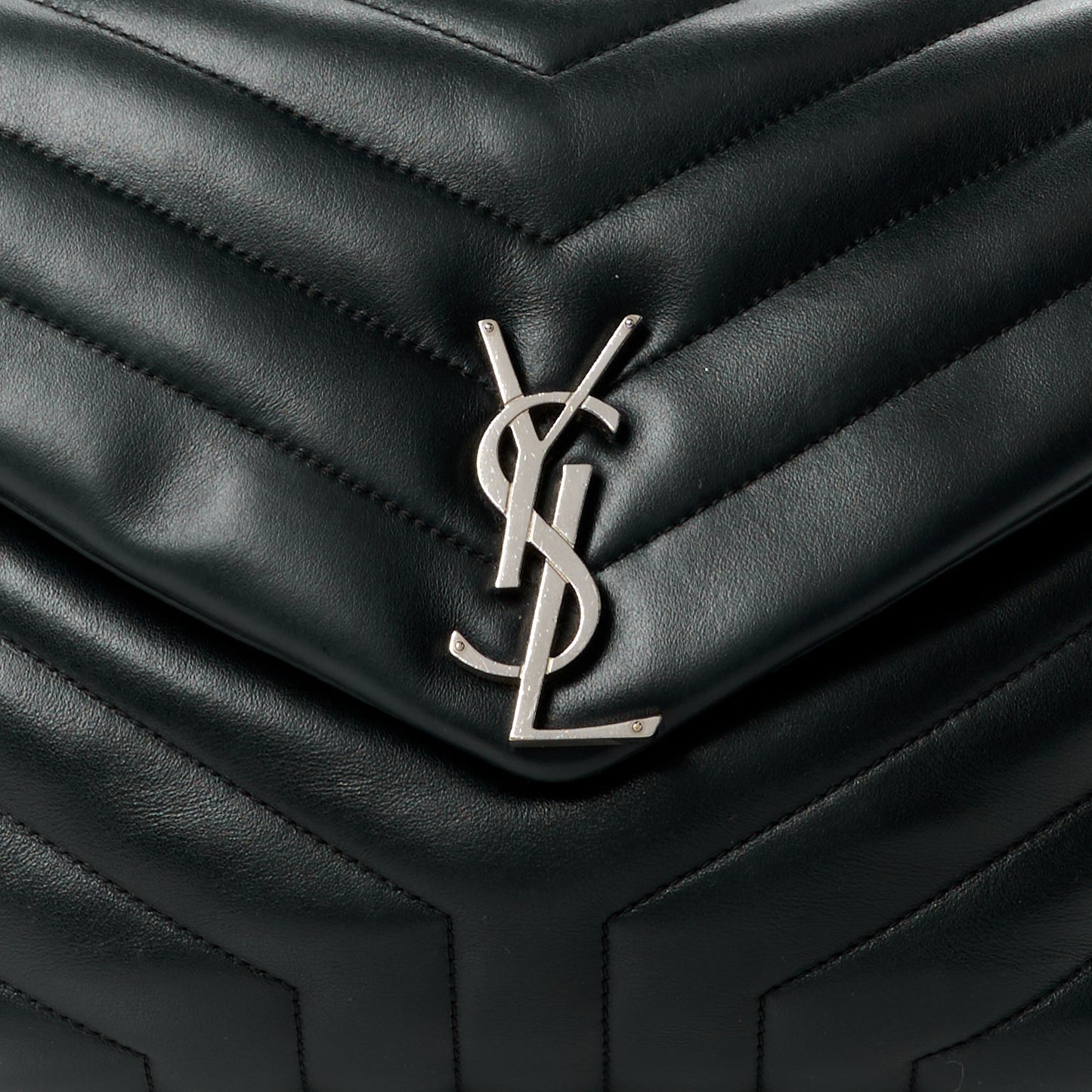 Calfskin Y Quilted Monogram Medium Loulou Chain Satchel Black
