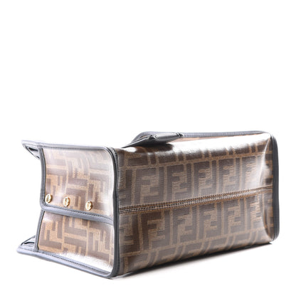 Fendi Glazed Fabric Vitello Century FF 1974 Stamp Patch Mini Peekaboo Defender Cover Mogano Panna Black 3 of 9
