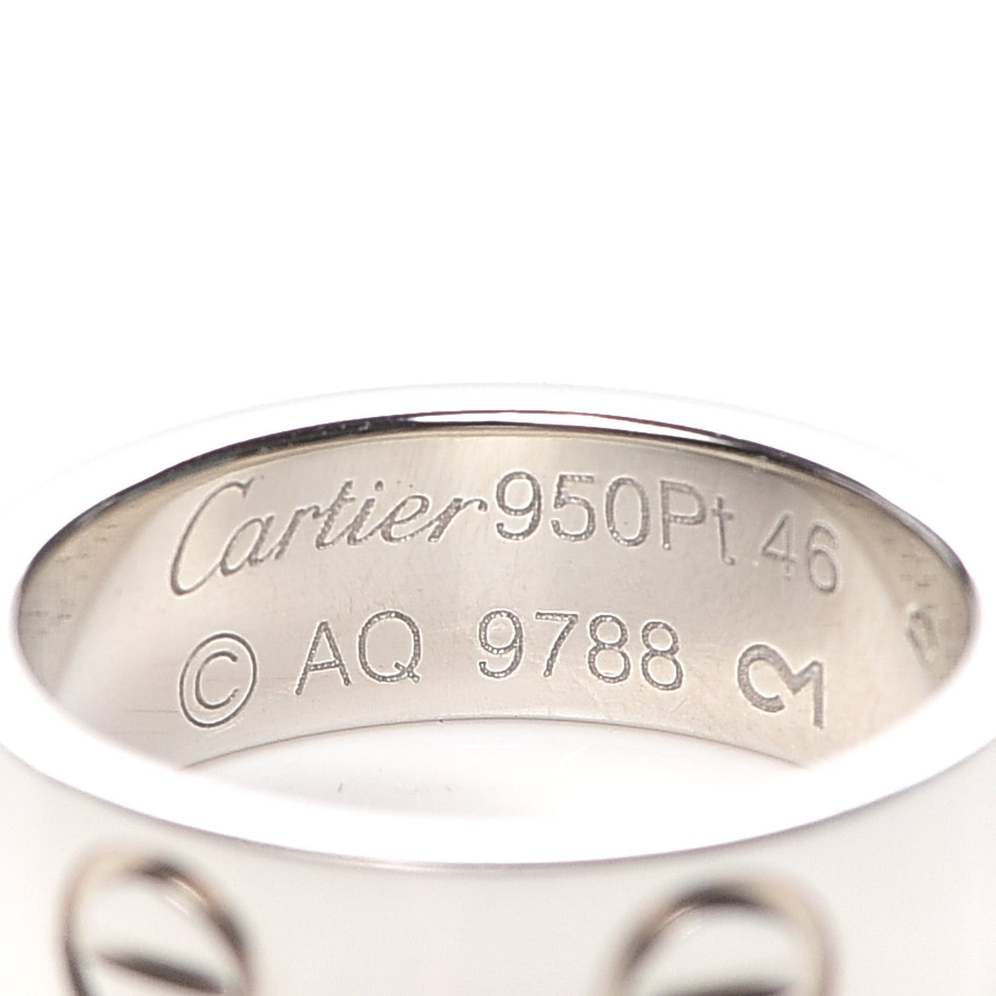 Platinum 5.5mm LOVE Ring 46 3.75