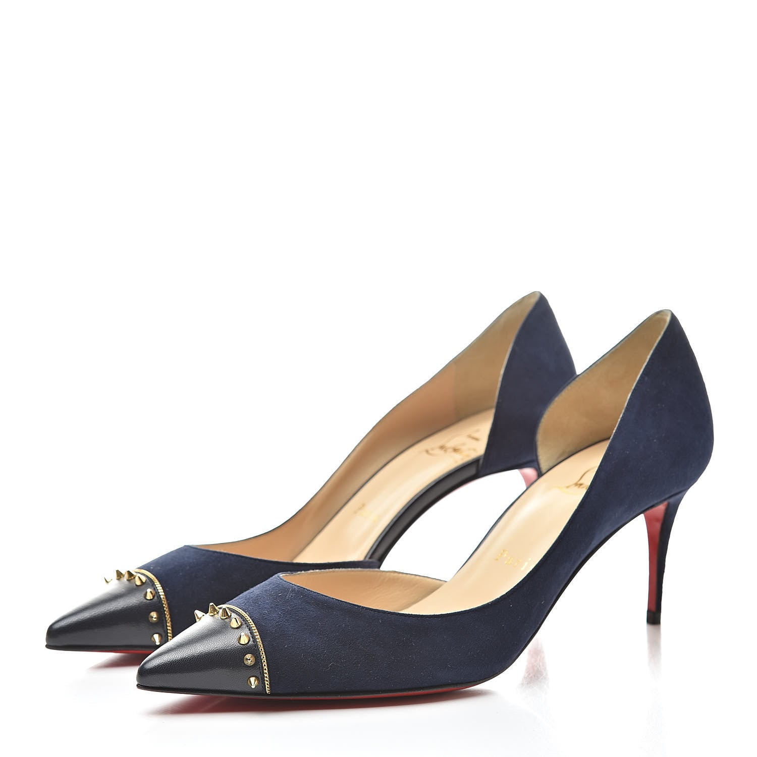 Christian Louboutin Suede Kid Culturella 70 Pumps 36.5 Nuit Gold 3 of 9