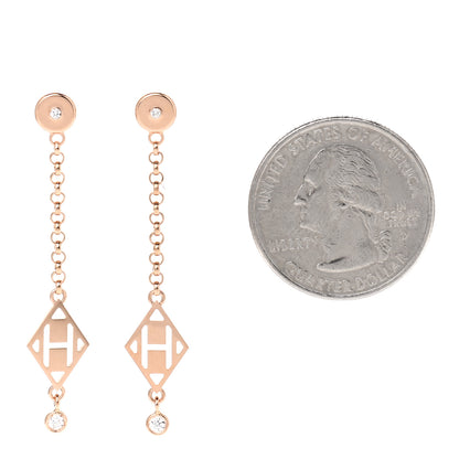 Hermes 18K Rose Gold Diamond Gambade Earrings 2 of 7