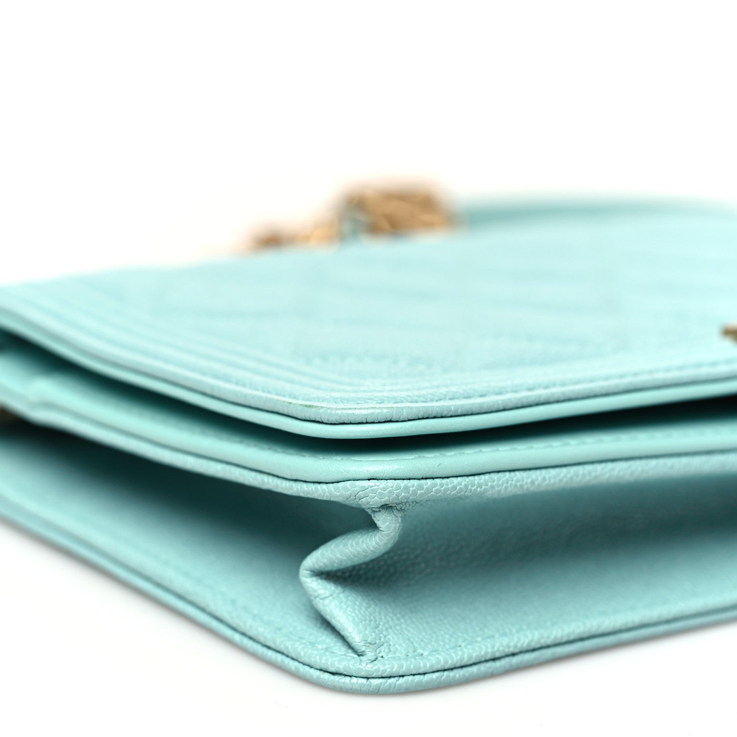 Chanel Caviar Quilted Boy Wallet On Chain WOC Light Blue 10 of 12