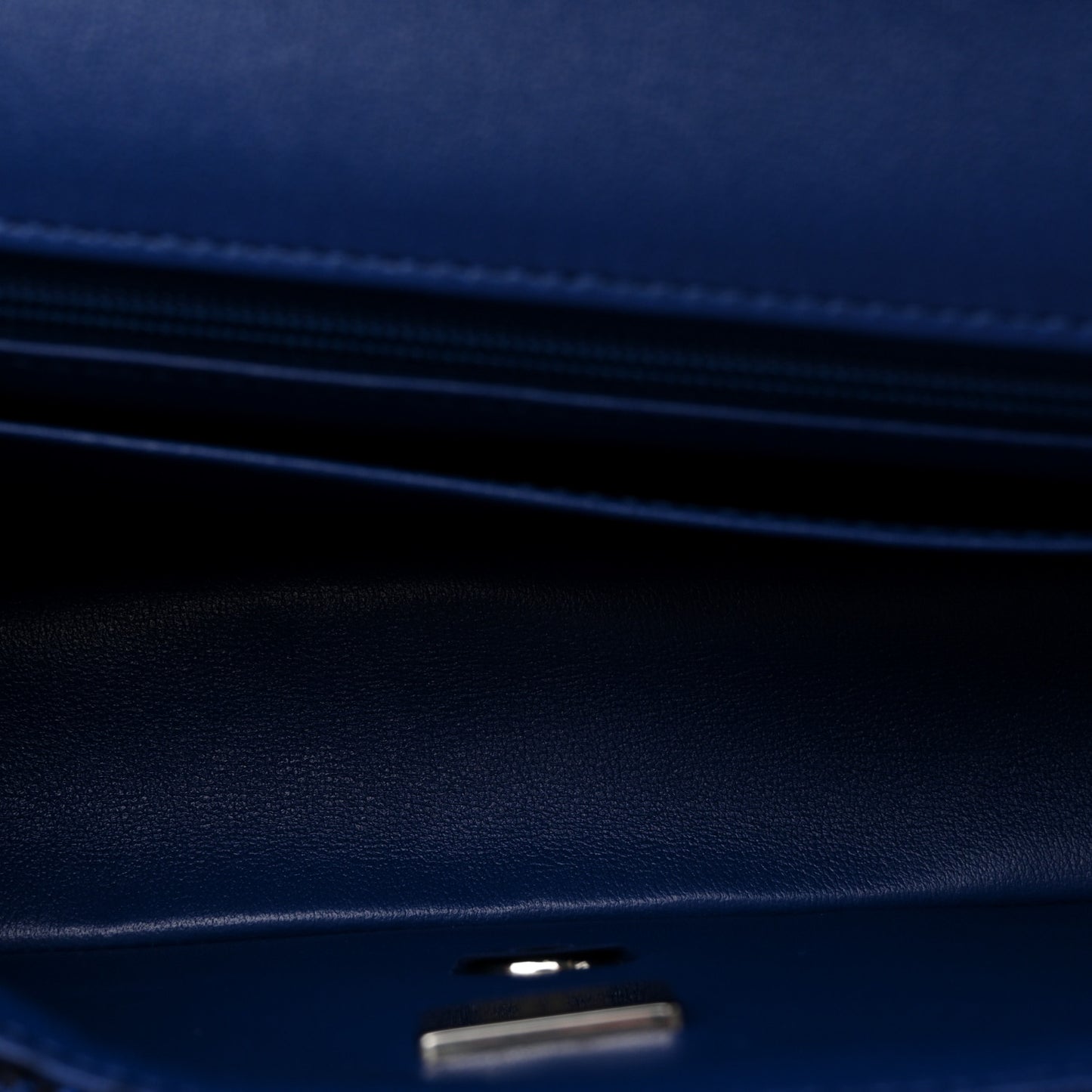 Tweed Quilted Mini Rectangular Flap Navy Blue Ecru