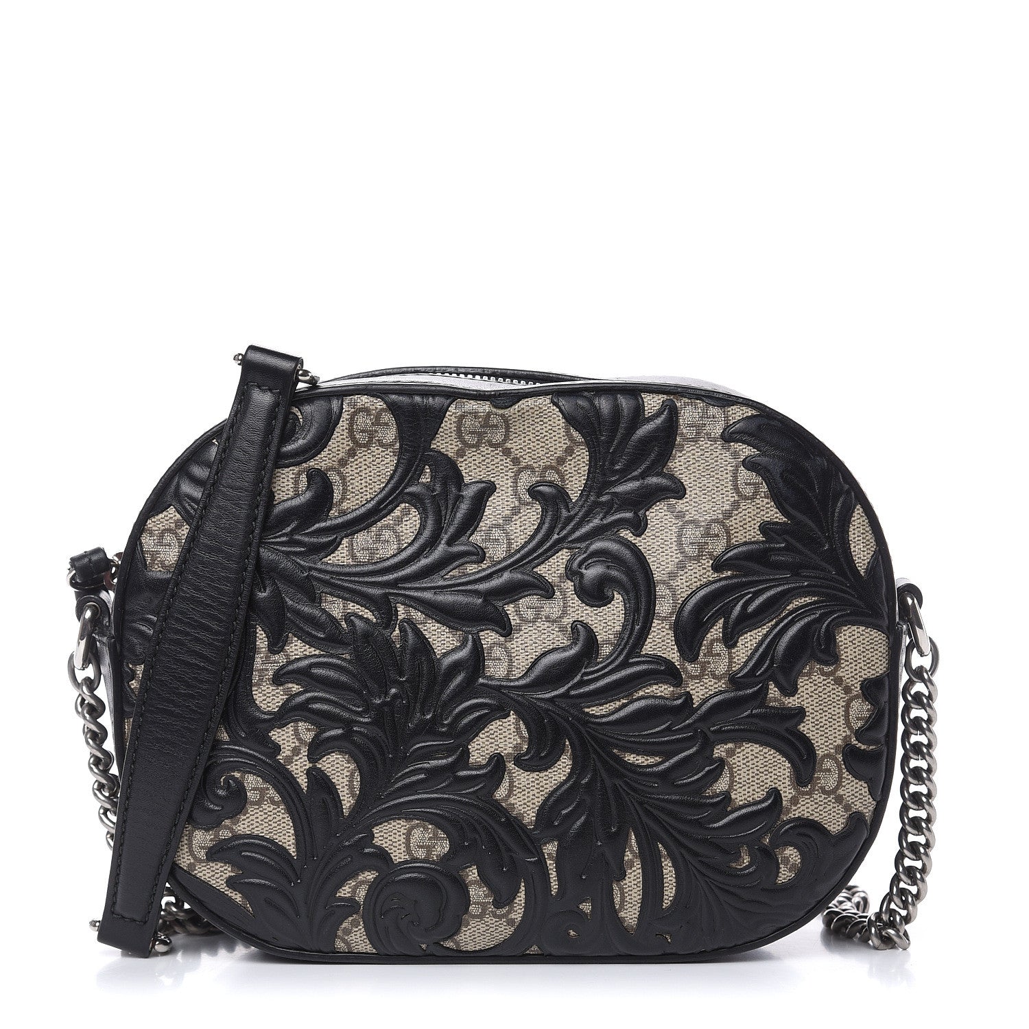 Gucci GG Supreme Monogram Arabesque Mini Chain Shoulder Bag Beige Black 1 of 13