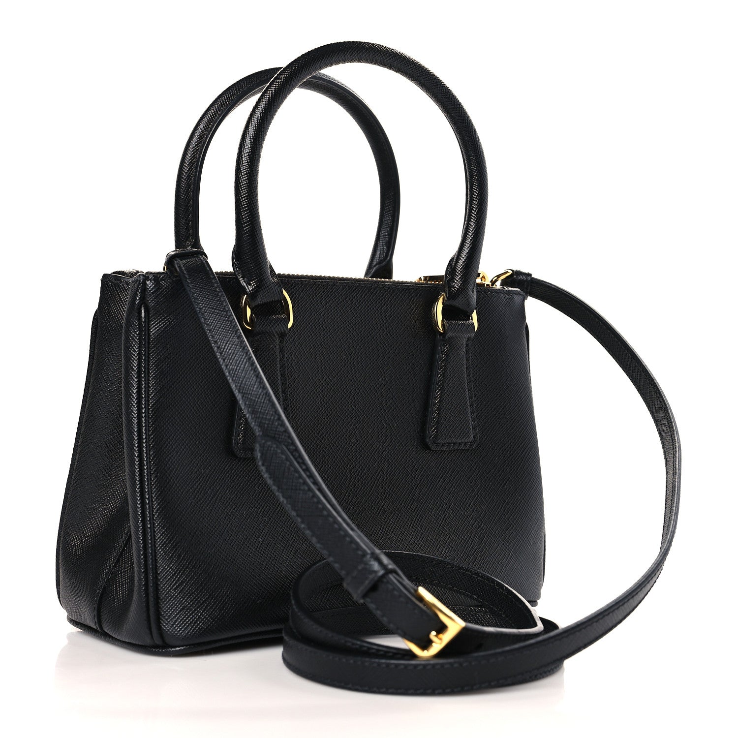 Prada Saffiano Lux Mini Galleria Double Zip Tote Black 3 of 8