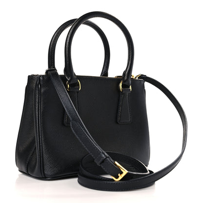 Prada Saffiano Lux Mini Galleria Double Zip Tote Black 3 of 8